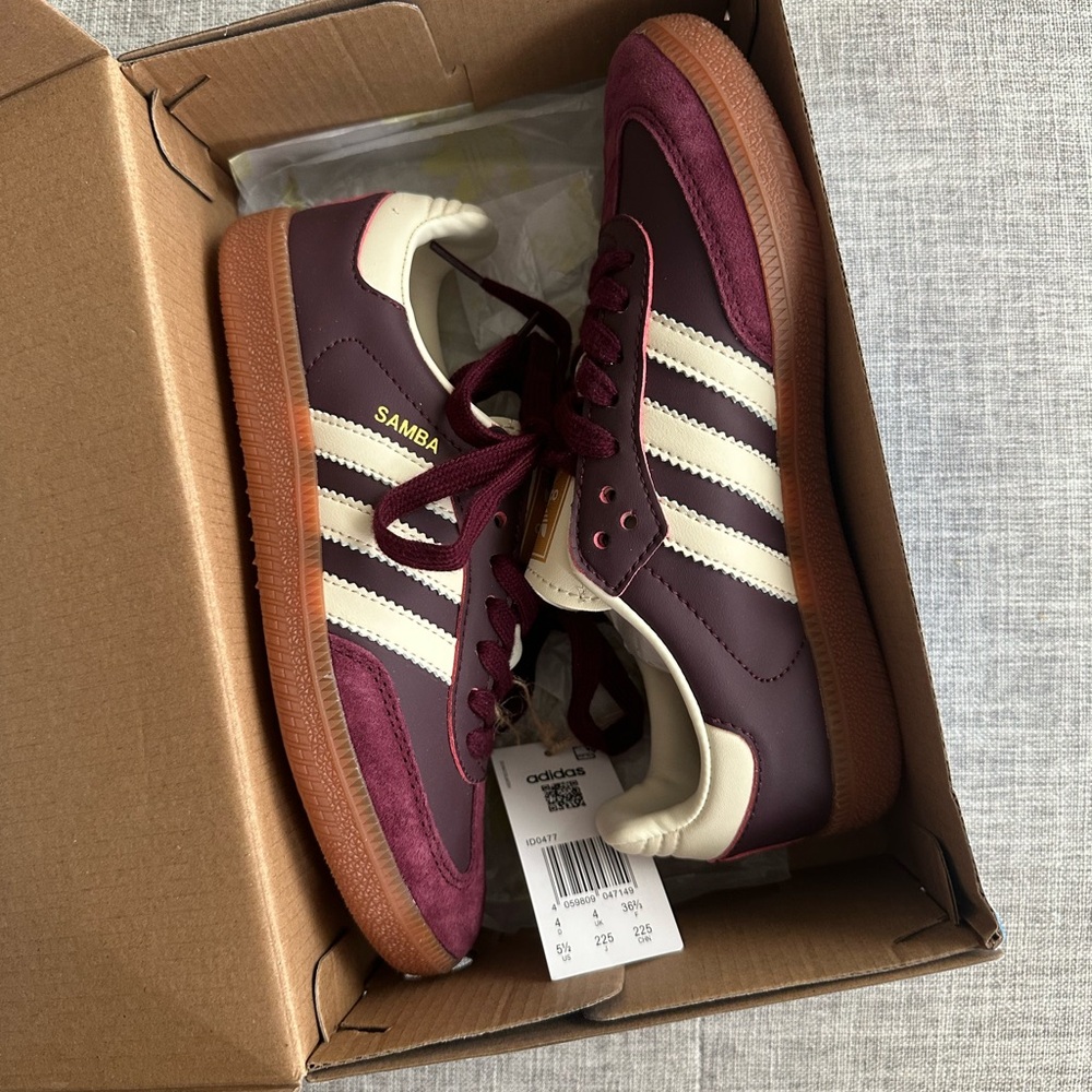 Adidas Samba Burgundy and Cream Sneakers
